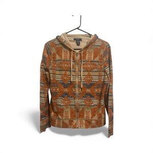 Chaps Men's Zip Up Sweater - Orange, Blue, Cream